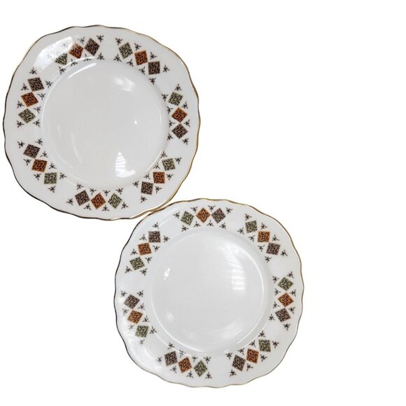 Vtg Colclough Bone China 2 Sets Crispin Pattern 8198 c.1960 Cup Saucer Dessert - Picture 4 of 11